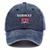 Регулируемая стирающаяся бейсболка с надписью Norway и дизайном норвежского флага. Идеально подходит для активного отдыха, кемпинга, пара