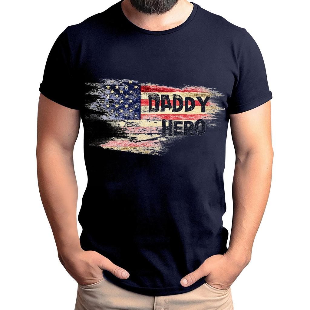 Мужская футболка с принтом флага ко Дню отца, мужской свободный повседневный топ с коротким рукавом