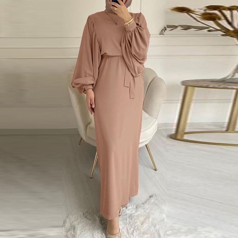 ZANZEA Женское повседневное платье с круглым вырезом и длинным рукавом