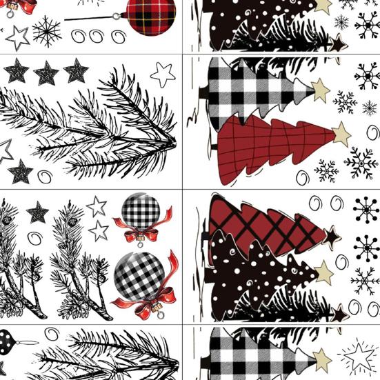 8 листов/комплект рождественских оконных наклеек из водонепроницаемого ПВХ с изображением елки и шара в виде снежинки