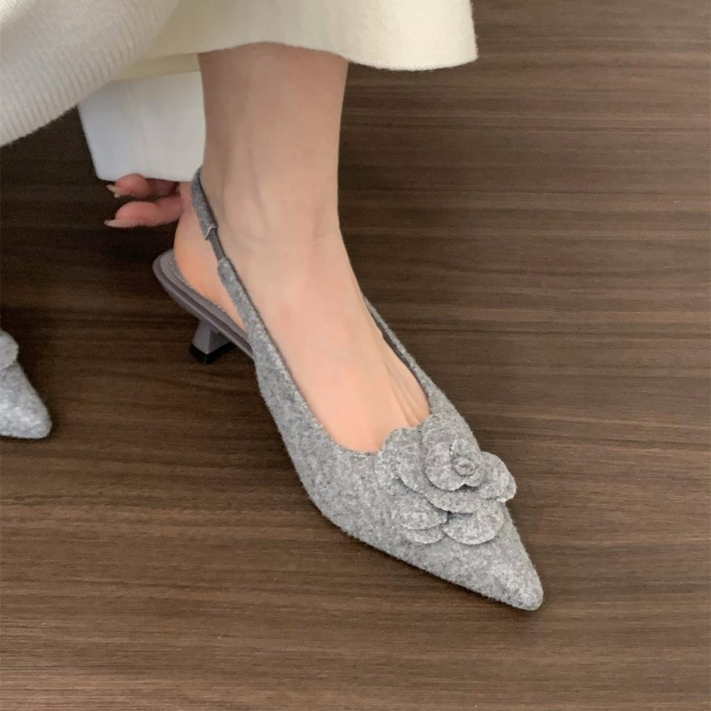 Французские туфли на высоком каблуке в стиле Сяосянфэн, сумка, сандалии с закрытым носком, туфли феи, новинка весны 2025 года, вечерние туфли пудрово-розового цвета с острым носком