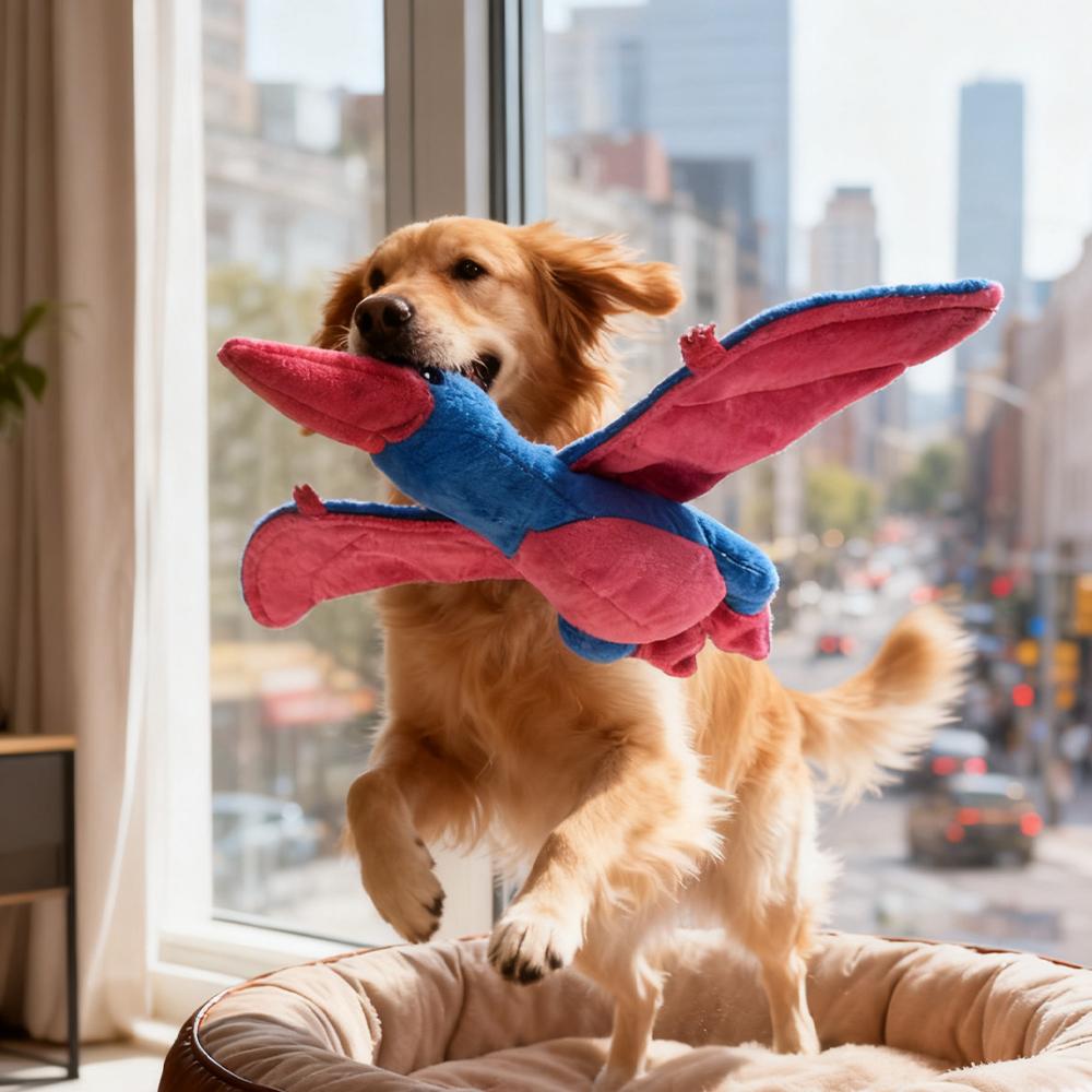 Pet-Resistant Chewable Plush Interactive Toy with Sound, Dinosaur Shape, Suitable for Large, Medium, and Small Pets Such as Cats and Dogs,