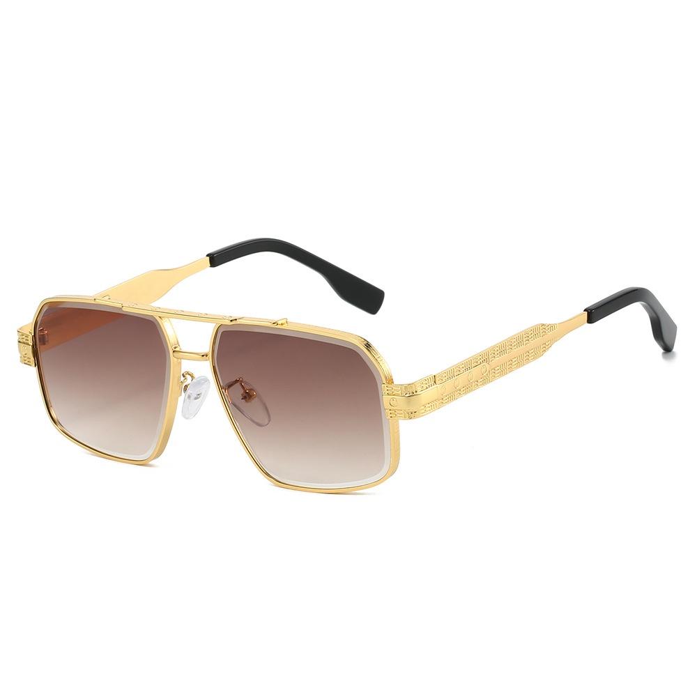 New Double Bridge Gradient Square Women Sun Glasses Luxury  Frame Carved Design Outdoor Travel Trend Men UV400 Gafas de sol