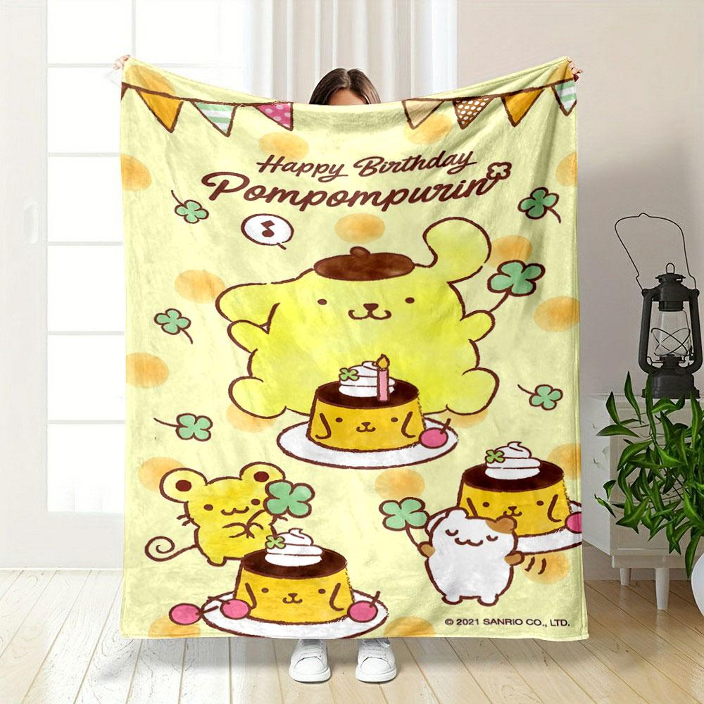 Cute characters with pudding, clovers, and a birthday celebration theme. for all seasons blanket lunch break throw gift