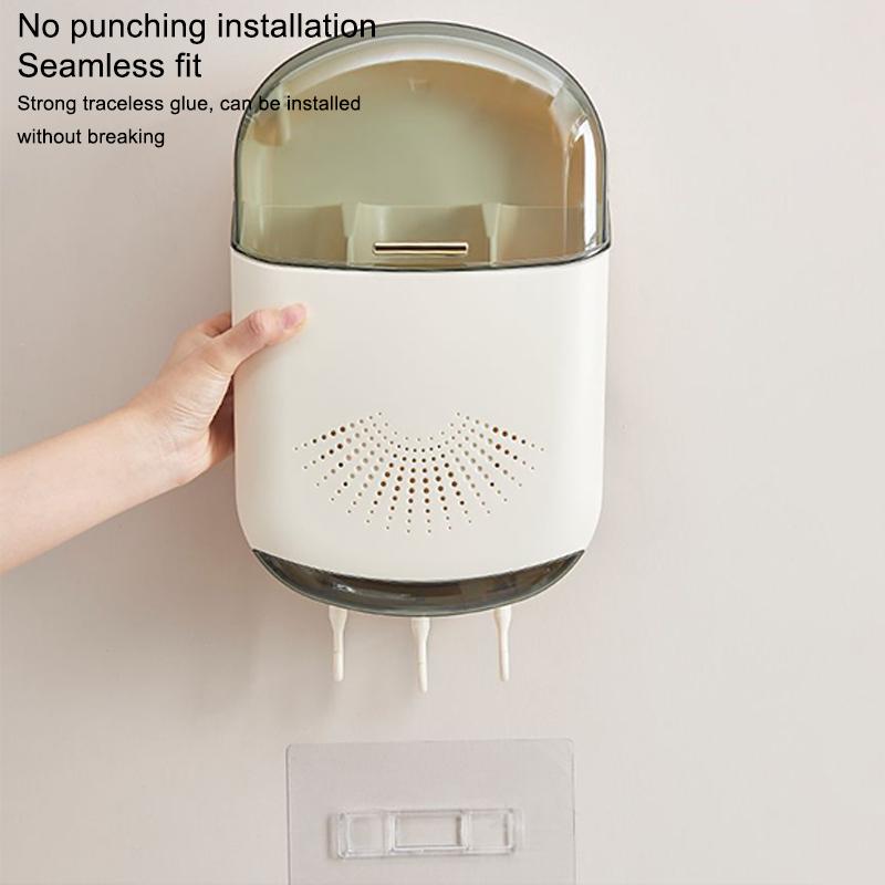 Kitchen Cutlery Storage Box Wall Mount Tableware Storage Holder With Lid Dustproof Spoon And Chopstick Organizer Drain Racks