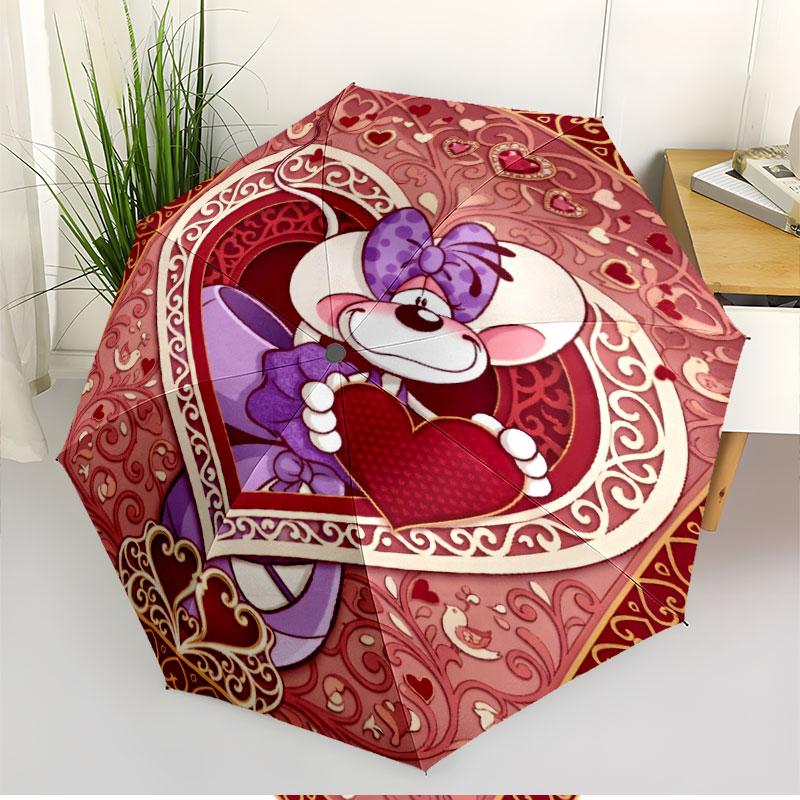 Diddl Print Automatic Open Close Umbrella, Portable Foldable Umbrella, for Outdoor Commute Camping Trip, Ideal Birthday Gift