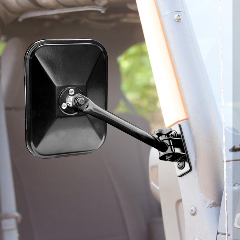 Side View Mirrors Door Off Mirror Rectangular Mirrors 4x4 Off-road Mirror Quick Release Fit for Jeep Wrangler