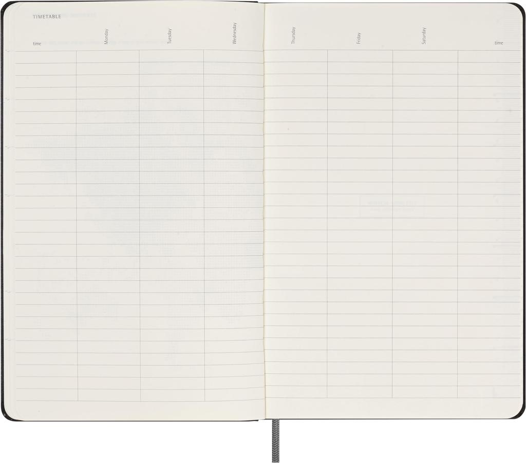 Moleskine 12-месячный недатированный еженедельник, большой формат (13 см x 21 см), Черная твердая обложка, DHUNDB12WN301