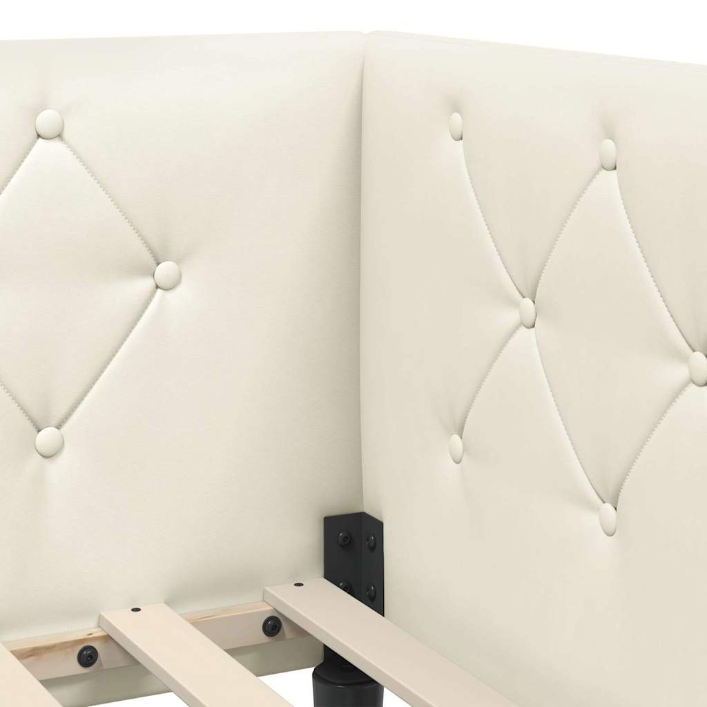 Corner Bed Frame Cream 80 x 200 cm Velvet