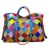 Leather Women's High Quality Casual Design Colorful Handbag Shoulder Bag Ladies Color Block Tote Bag