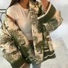Напечатанный двойной карман хлопковая куртка женская цветочный принт свободный повседневный утолщенный теплый пальто длинный рукав кардиган осень зима новая мода