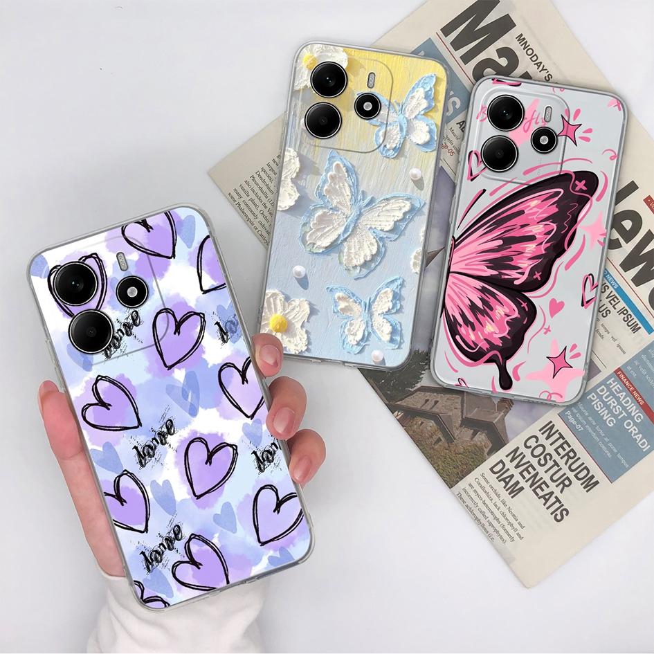 Забавные черные задние крышки для кота для Redmi Note 14 Pro Plus A3 K80 Pro A4 14R новый чехол для телефона эстетический дизайн жидкий силиконовый мягкий корпус для Redmi бампер