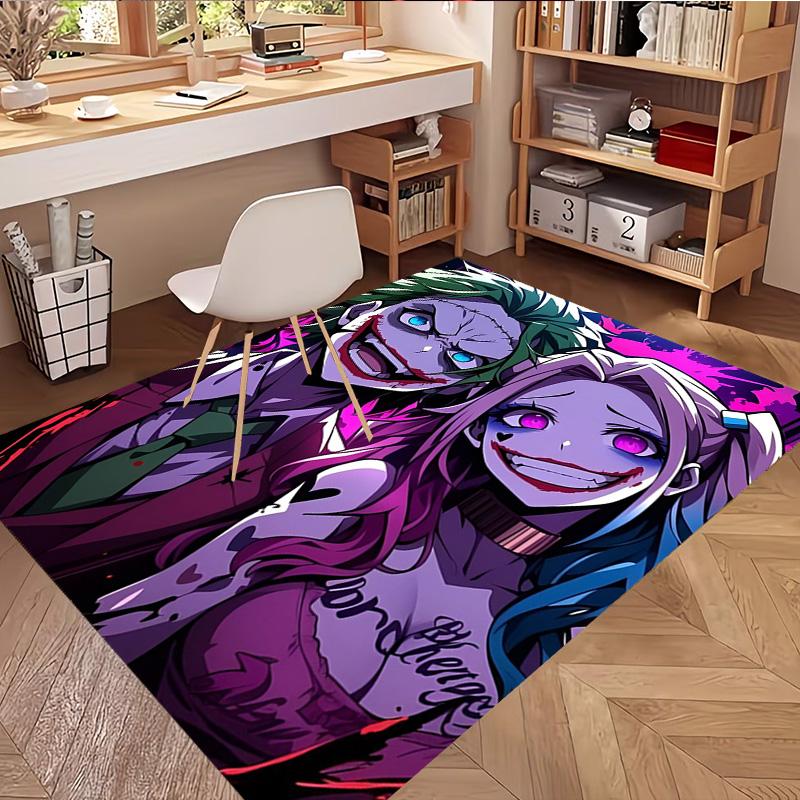 Harley Quinn Joker Print Rug, Washable Floor Carpet, For Entryway Dorm Laundry Room Office Study, Home Decor Birthday Christmas Gift