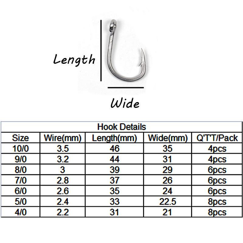 Крючок для морской рыбалки из толстой проволоки из нержавеющей стали, крючок для троллинговой джиги 4/0 5/0 6/0 7/0 8/0 9/0 10/0, снасти для терминала морской рыбалки