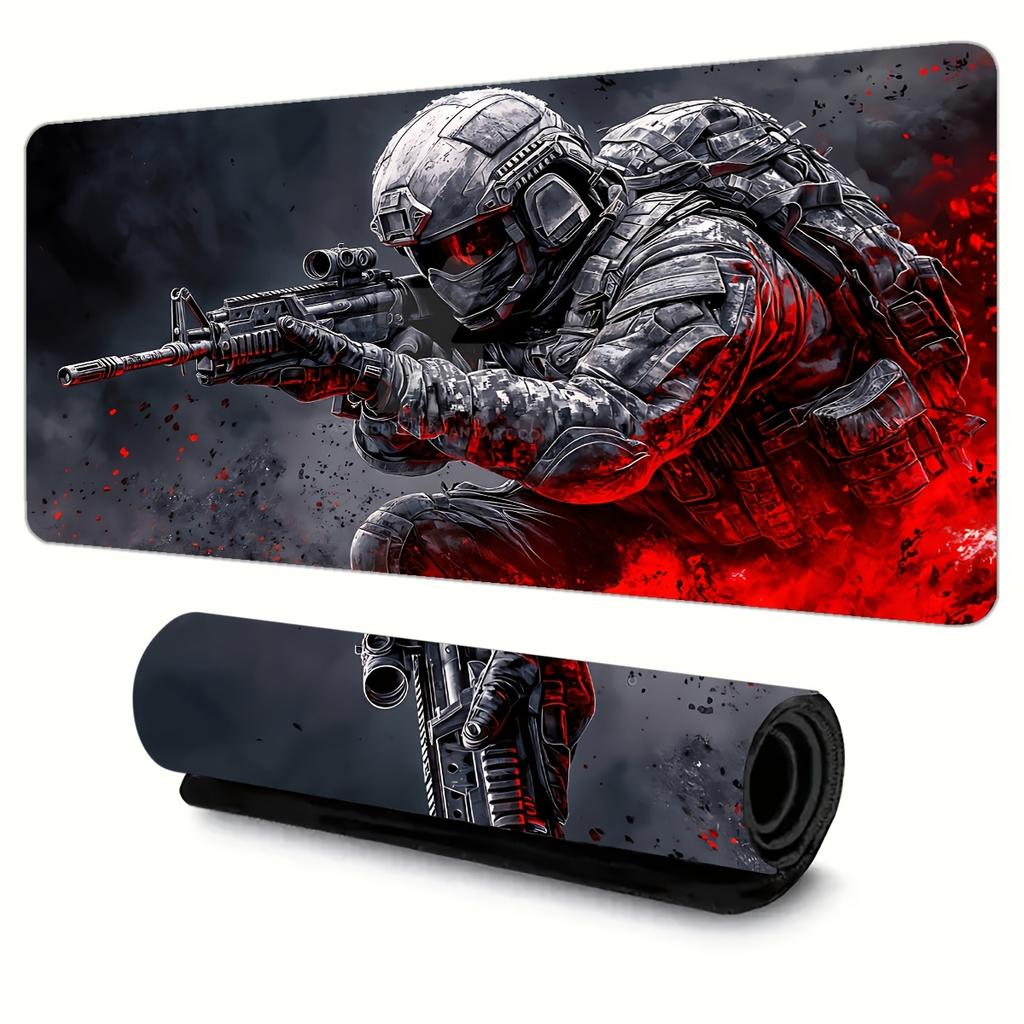 Soldier Warrior Mouse Pad Rubber Non-Slip PC Computer E-Sports Game Desk Mat Large Keyboard Pad Durable Mat Office Gaming Mat