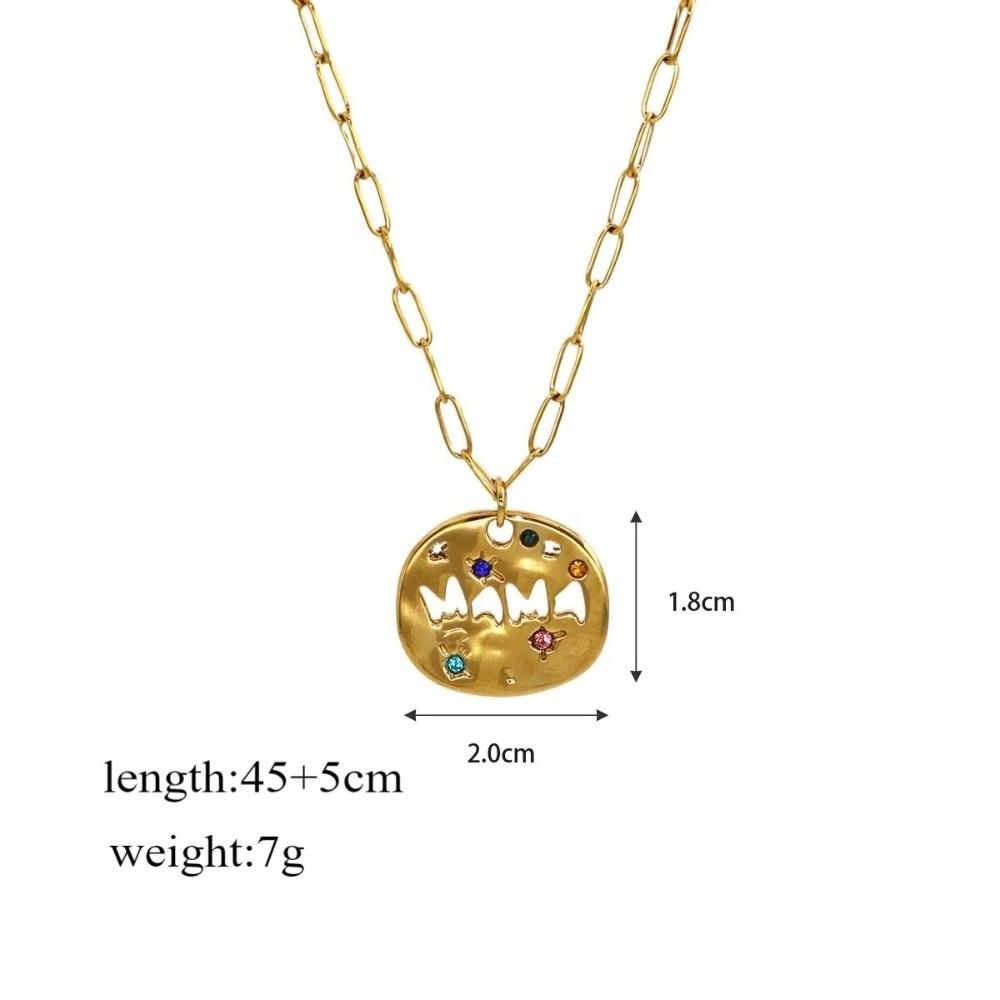 Stainless Steel Guardian Pendant Necklace Irregular Circular Pendant Necklace  For Grandma