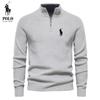 Унисекс Polo Ralph Lauren Осень и Зима Вышивка Новый Унисекс Полуоткрытый Свитер С Длинным Рукавом Стойка Однотонный Универсальный Повседневный Топ