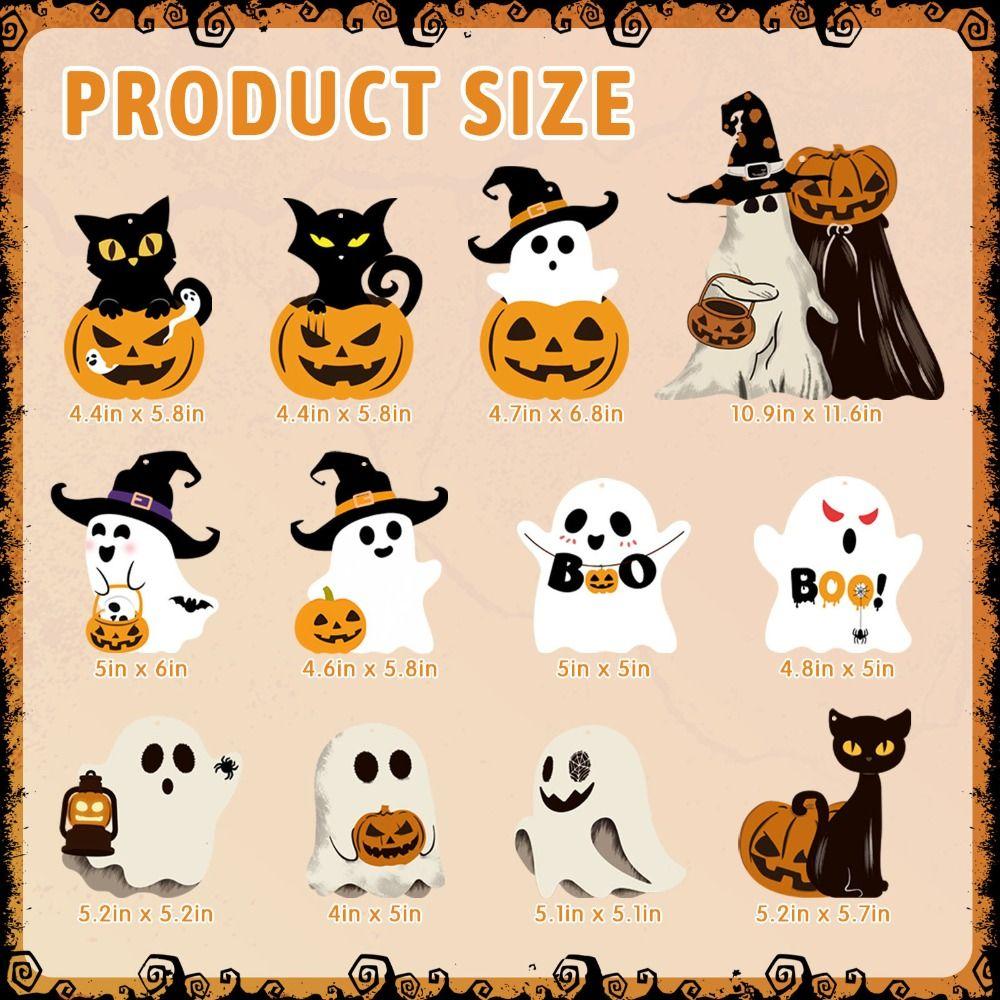12Pcs Paper Halloween Ghost Decor White Halloween Party Decoration Cute Ghost Prop Home Decor
