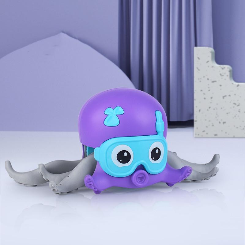 Осьминог Водные Игры Игрушка для Ванной для Младенцев и Малышей Плавающая и Ползающая Фиолетовый Синий Пластик