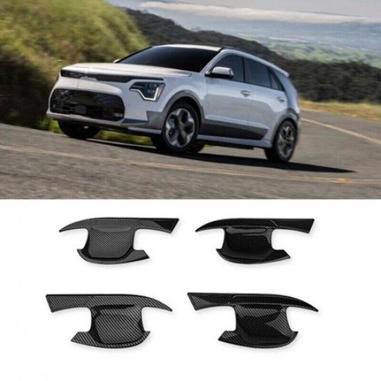 Carbon Fiber Exterior Door Handle Bowl Cover Trim For KIA Niro 2022 2023 2024