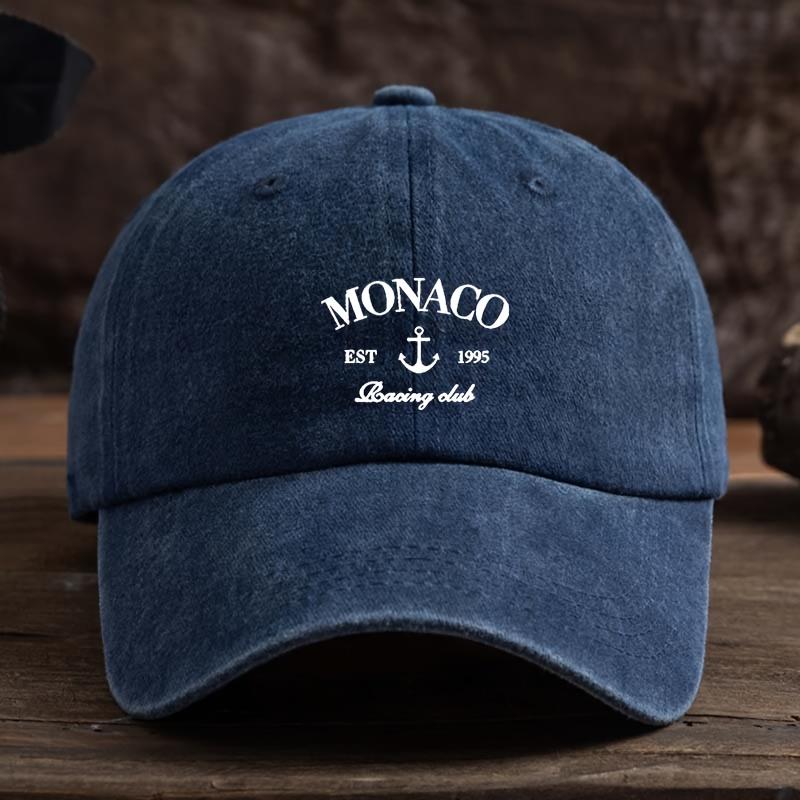 Mens Monaco Retro Baseball Cap with Monaco Print Adjustable Snapback Machine Washable Polyester Hat Suitable for Casual
