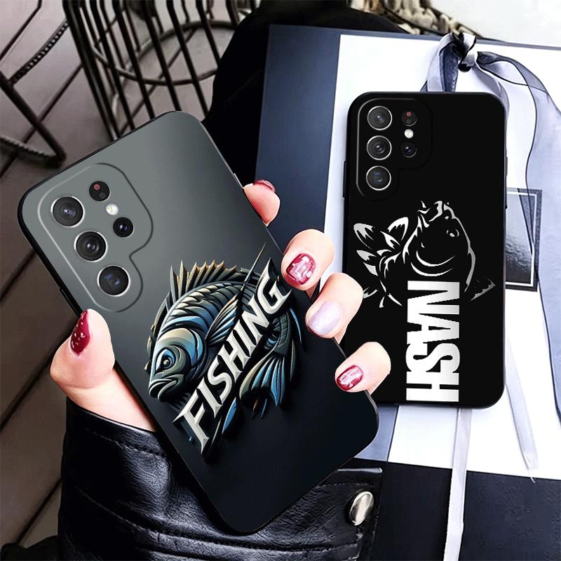 Nash Fishing Fish Mark Soft Phone Case for Samsung Galaxy S26 S25 Edge S24 Ultra S23 Plus S22 S21 FE S20 Black Cover Back Shell