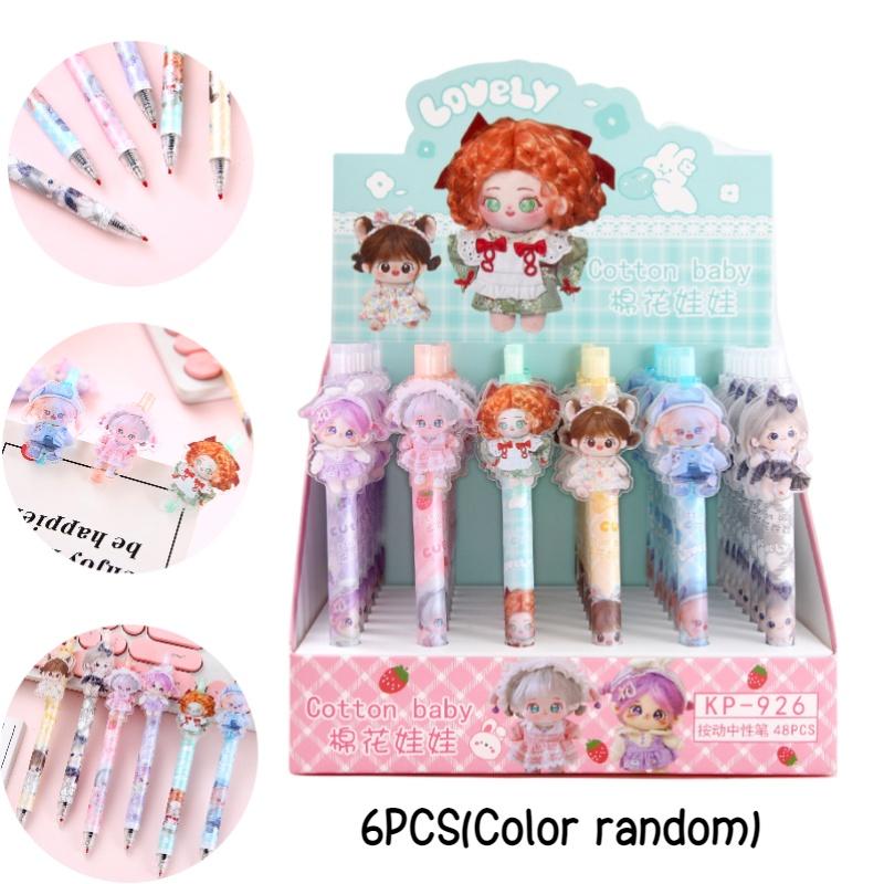 48-piece Box Of 0.5mm Cartoon Cotton Doll Sticky Push Pens Great For Students And Girls 926)