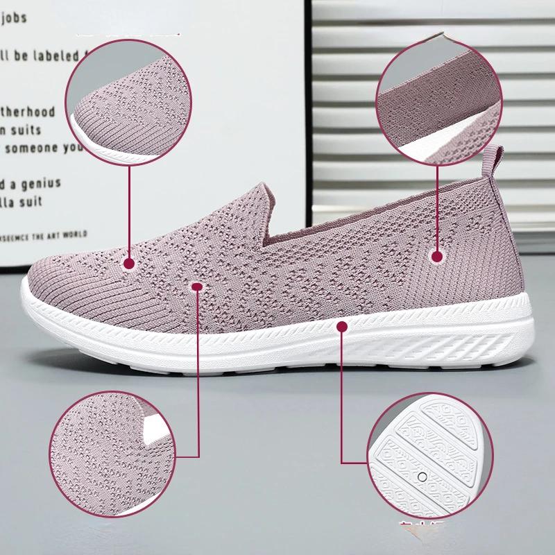 Модные новые женские туфли, большие повседневные сетчатые туфли на плоской подошве из старой пекинской ткани, дышащие и универсальные туфли для мам