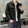 Весенне-осенняя новая мужская модная универсальная кожаная куртка с принтом B-line с воротником-поло мотоциклетное трендовое пальто из искусственной кожи