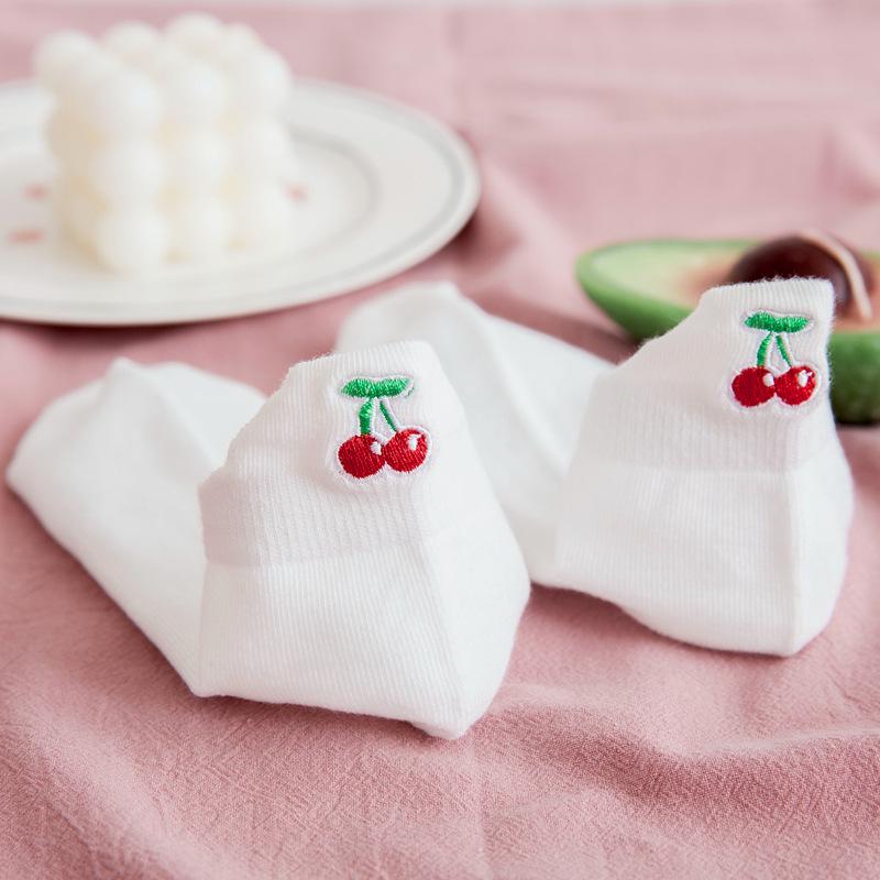 Женские весенние и летние носки с вышитыми фруктами - Милый японский стиль