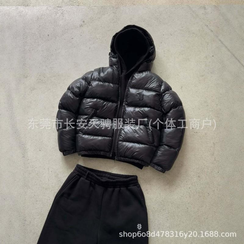 Унисекс Оверсайз Хлопковая Пуховая Куртка С Капюшоном И Вышивкой Streetwear Повседневное Пальто Зимнее