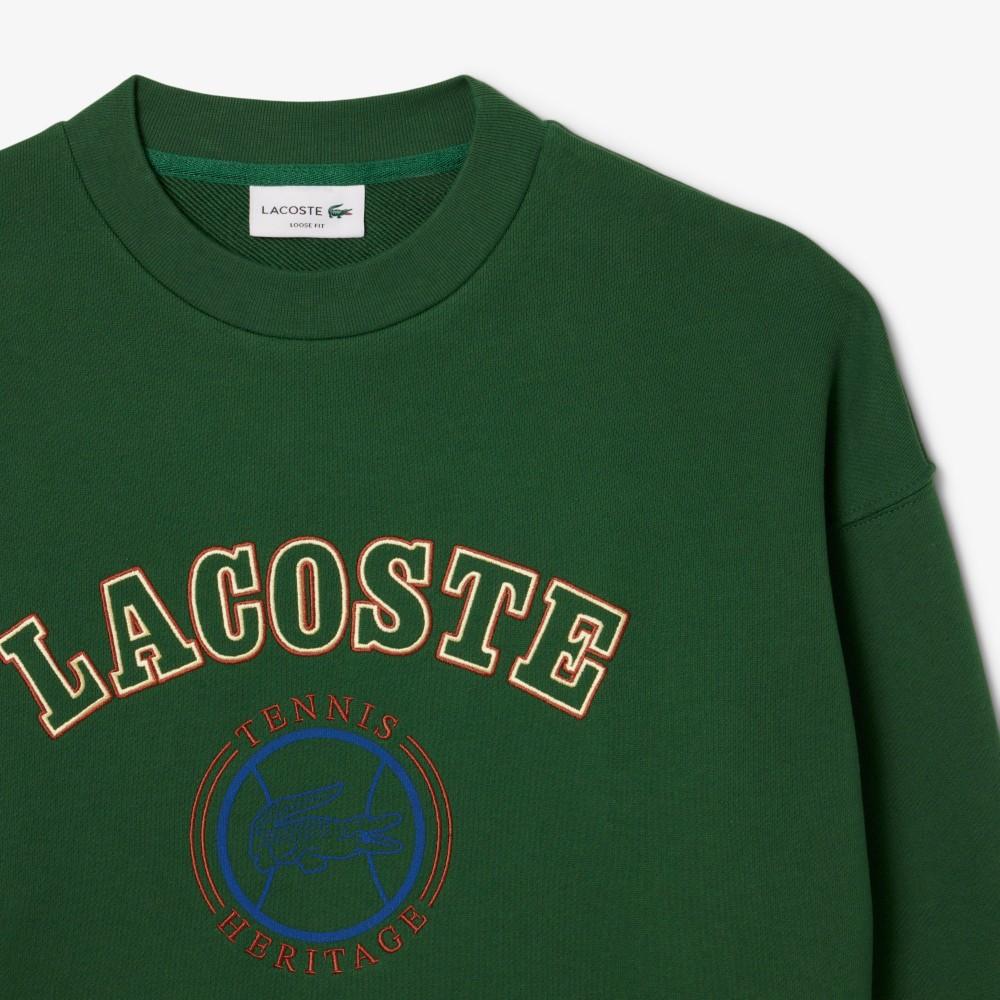 Lacoste Мужская свободная толстовка с большим графическим принтом и круглым вырезом SH5888-55N132