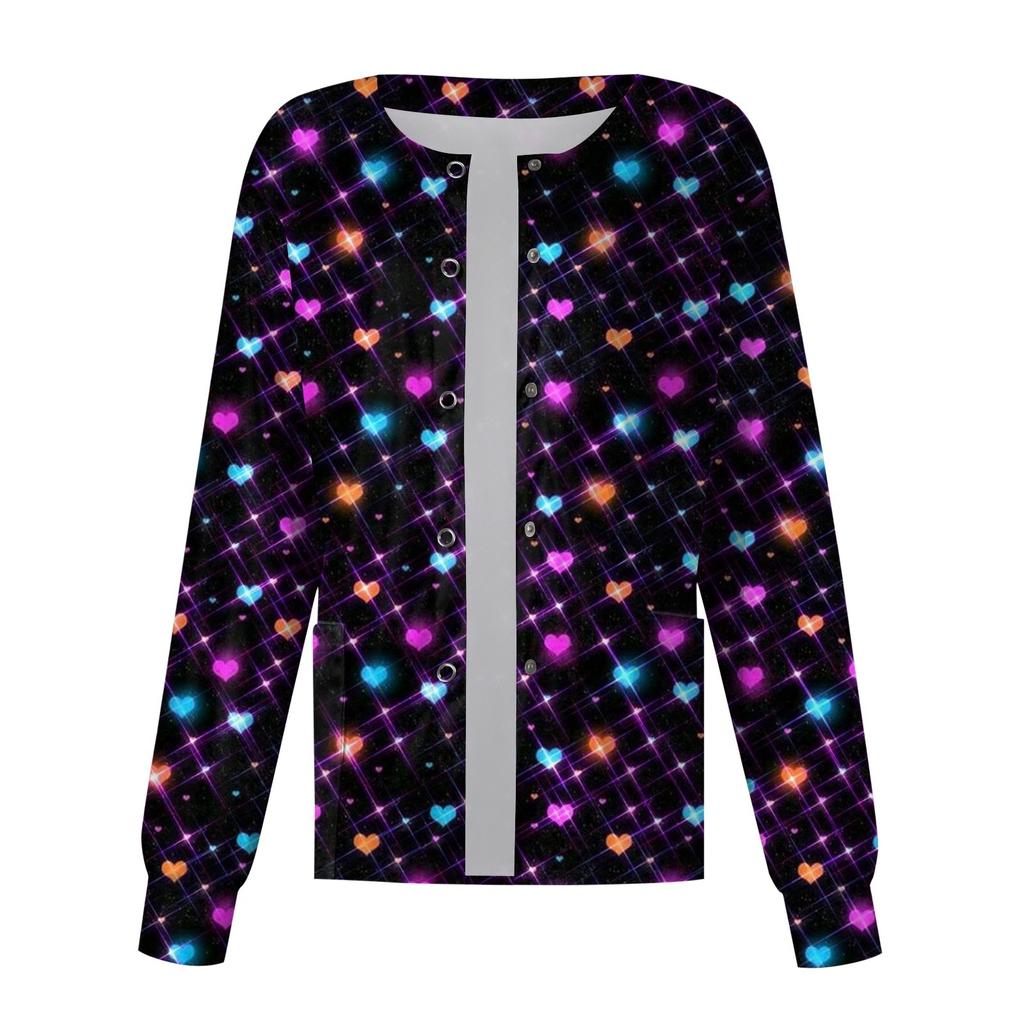 Женские повседневные модные однобортные топы для медсестер с воротником-стойкой и принтом ко Дню святого Валентина