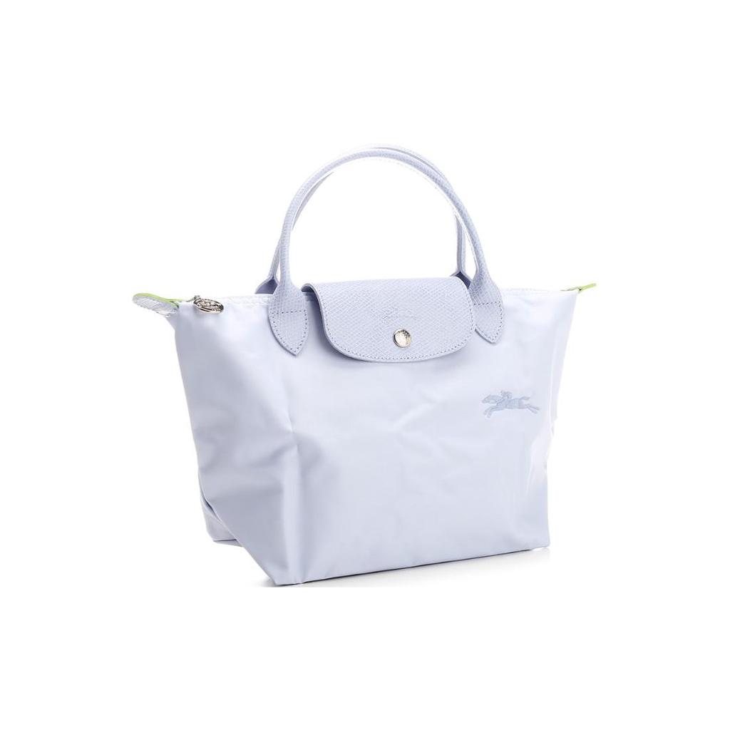 Longchamp Le Pliage Green Сумка-пельмень с отделкой из коровьей кожи Маленькая женская светло-голубая