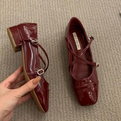 Туфли «Мэри Джейн» на среднем каблуке, новая женская обувь, балетки в стиле ретро на толстом каблуке, обувь с перекрестной пряжкой, обувь на мелкой мягкой подошве