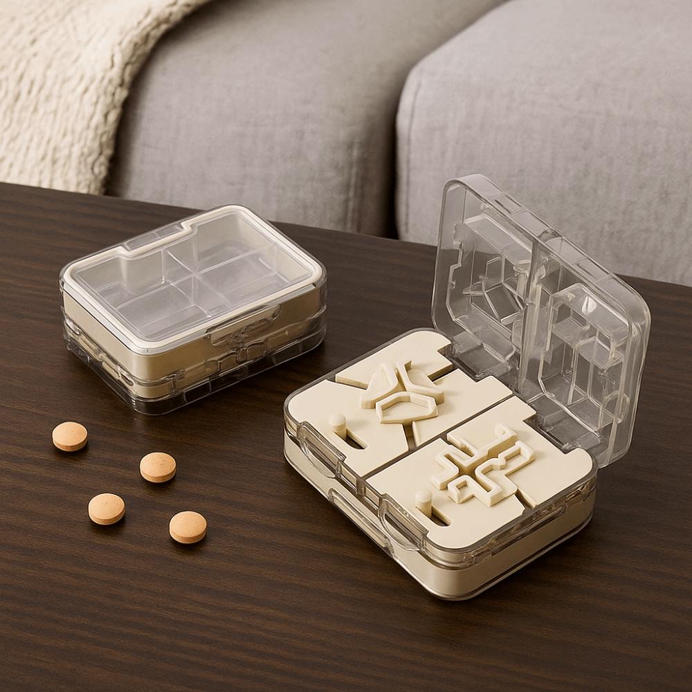 Moisture-proof Double-Layer Pill Box Plastic Pill Splitter Portable Pill Organizer Kids