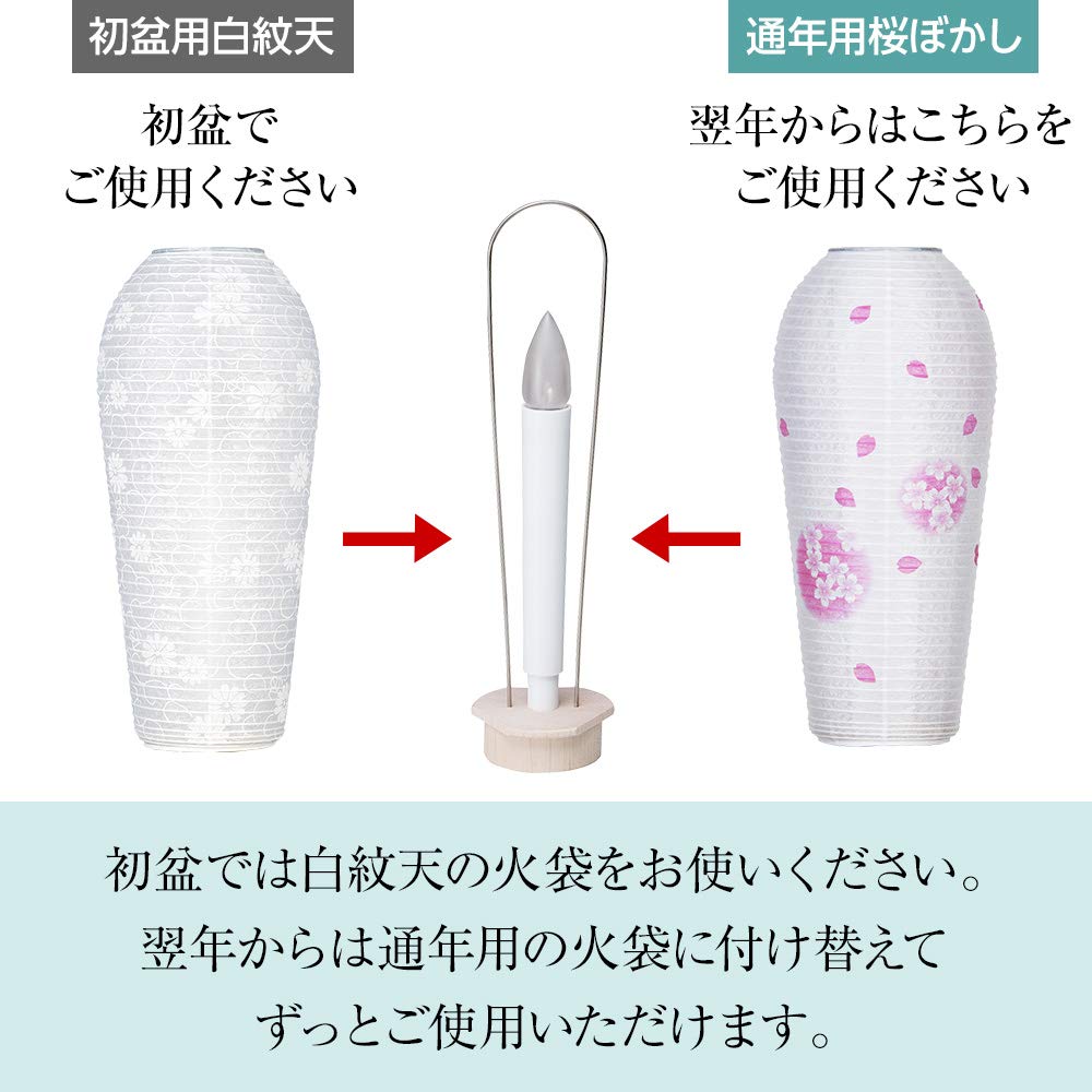 Butsudanya Takita Shoten Mini Bon Kodama Fire Bag, набор из 2 предметов Для первого белого герба Bon, цветущей вишни в течение всего года, 25 см x диаметр огненной сумки
