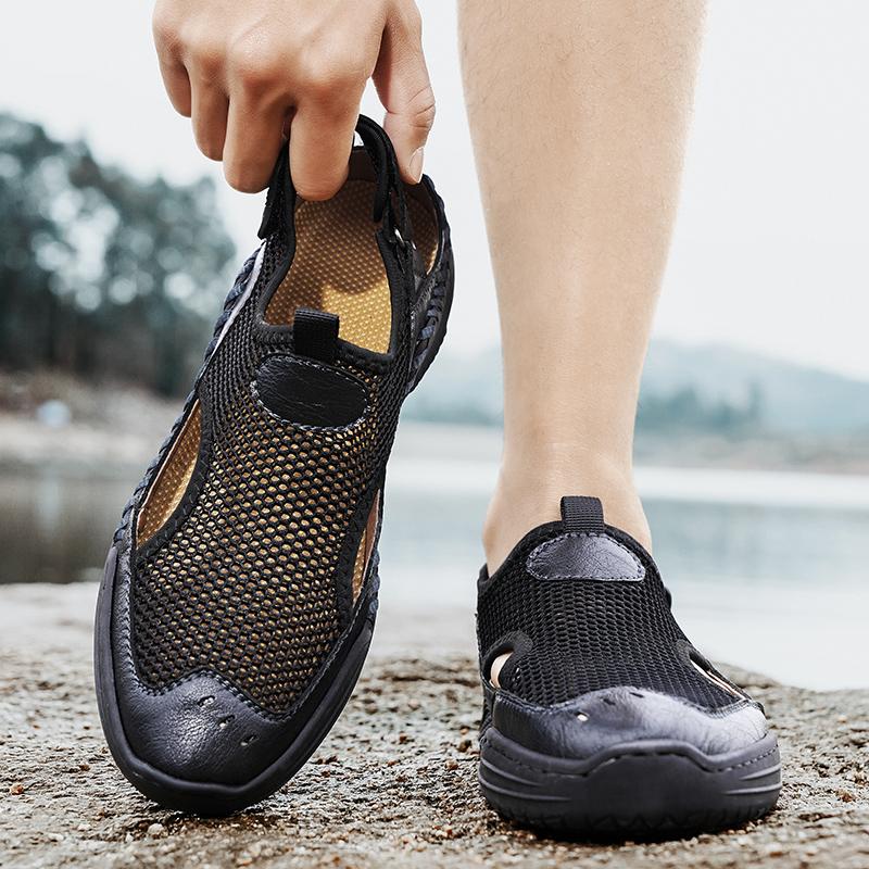 Men Sandals Black Gladiator Sandals Outdoor Summer Green Roman Sandals Sport Beach Shoes Plus Size Close Toe