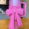 Water Cup Boot Sleeve for Quencher Adventure Tumbler 40oz DIY Decoration Reusable Silicone Bottle Cover with Bow Decoration Carrying Handle Strap