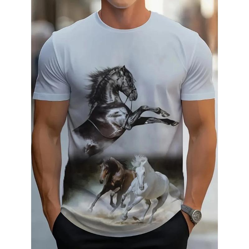 3D-принт лошади мужская графическая футболка с круглым вырезом и принтом в виде новинки повседневные удобные футболки футболки для лета мужские футболки топы мужская одежда