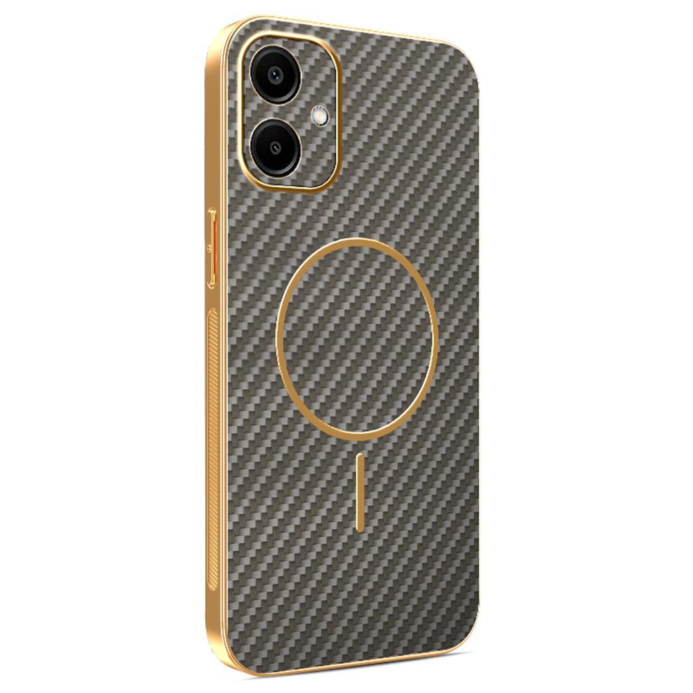 For Samsung Galaxy A06 4G Phone Case Carbon Fiber Textured Electroplated TPU Back Cover