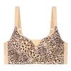 A-G Cup 36-52 Super Large Size Bra Leopard Print European and American Size Popular Steel Rim Vest Front Buckle Underwear