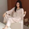Women's Cotton Thin Long Sleeves Floral Home Clothes