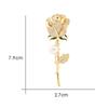 Elegant Rose Flower Shape Brooch Rhinestones Inlaid Faux Pearl Pin Bouquet Suit Lapel Badge Women Wedding Coat Accessories