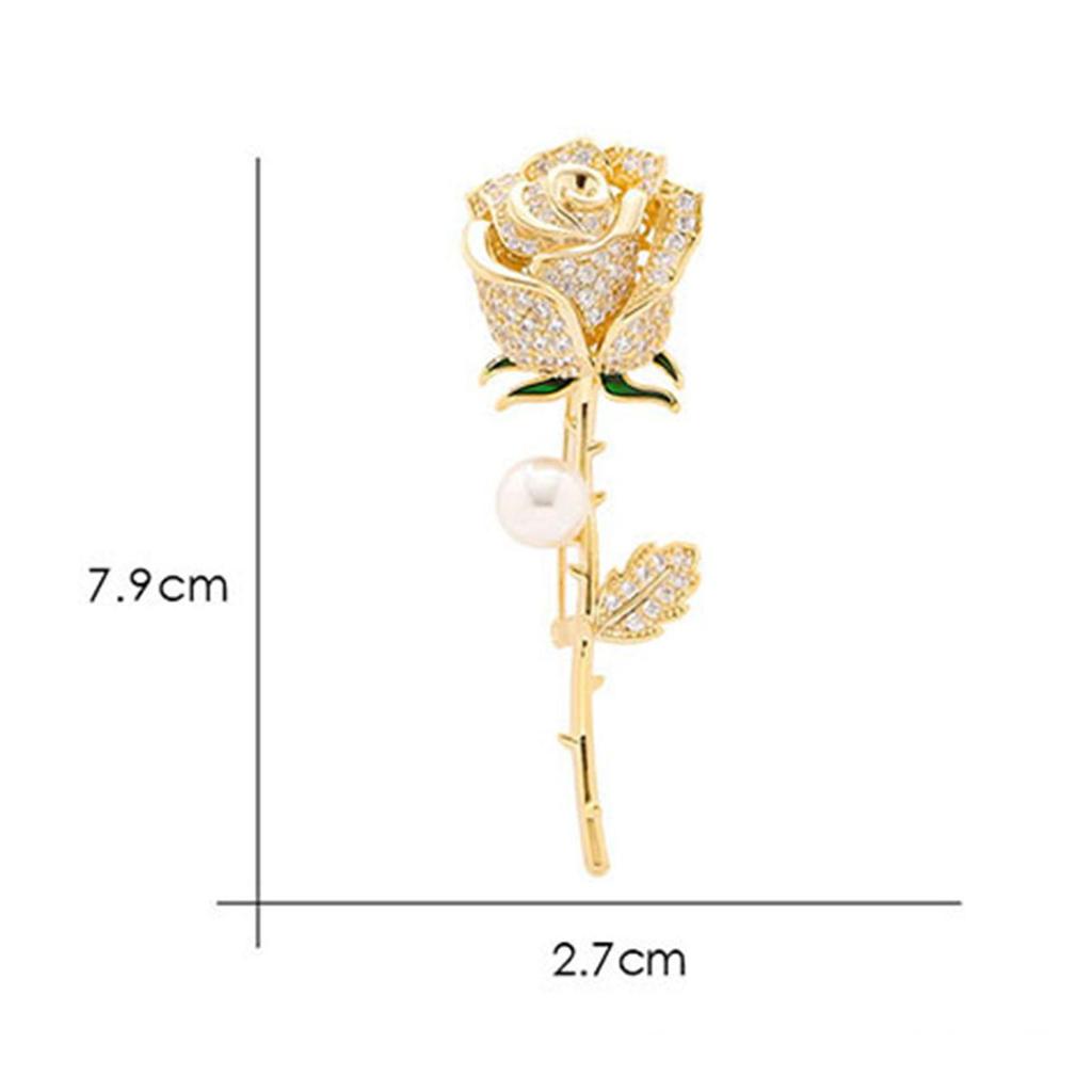 Elegant Rose Flower Shape Brooch Rhinestones Inlaid Faux Pearl Pin Bouquet Suit Lapel Badge Women Wedding Coat Accessories