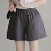 Высокая талия эластичный пояс карманы шнуровка женские шорты летние широкие штанины бег повседневные