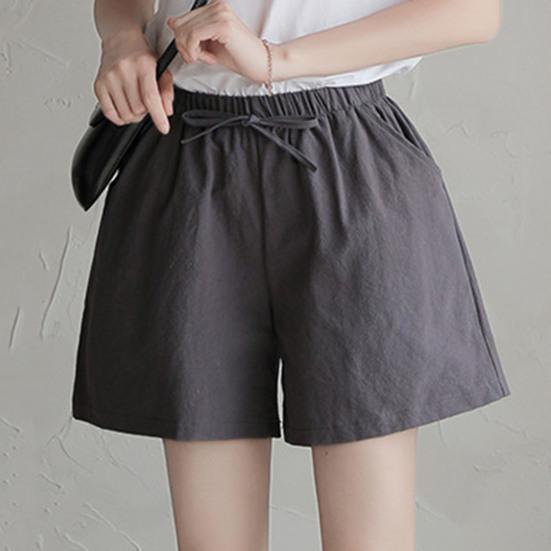 Высокая талия эластичный пояс карманы шнуровка женские шорты летние широкие штанины бег повседневные