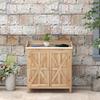 Potting Table Storage Cabinet with 2 Shelves, Galvanized Top Non-Slip Pads in Fir Wood