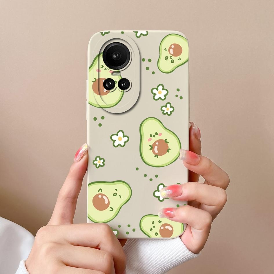 Для Oppo Reno 10 Pro 5G 7 2 3 4 5 6 8 Lite Чехол Модный дизайн Авокадо Женская сумка для телефона Мягкий силиконовый квадратный матовый противоударный чехол для бампера Oppo