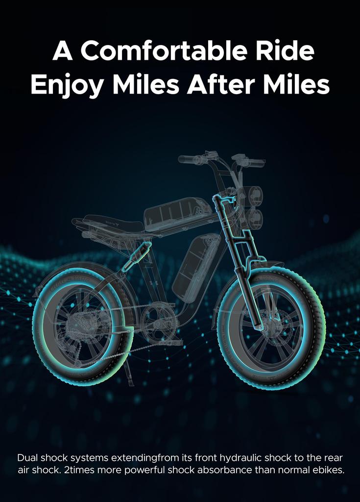 ENGWE M20 Electric Bike for Adults  Power Ebike 48V 13AH 20*4.0" Fat Tire All Terrain Off Road E-Bike 75KM Long Range